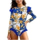 thumbnail image 2 of Odeerbi 2-12 Años Niñas Ruffle Manga Larga de Una Sola Pieza Rash Guard Traje de Baño Hawaiano Upf 50 + Protección Solar Baño En Seco Rápido, 2 of 6