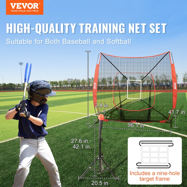 7'x7' Baseball Softball Practice Net W/Batting Tee Baseballs For