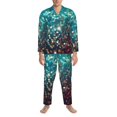thumbnail image 3 of Susaid Colorful Rainbow Glitter Print Men's Long Sleeve Pajama Set, Two-Piece Button-Down Loungewear PJs Set, Comfortable Sleepwear for Relaxation-Medium, 3 of 7