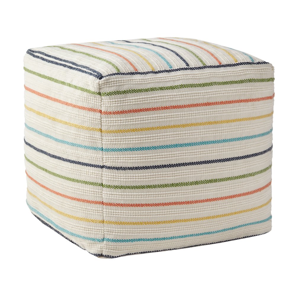 Better Homes & Gardens 16" x 16" x 16", Stripe Outdoor Pouf, Multi