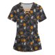 thumbnail image 1 of Tops Para Mujer Elegantes Blusas Casuales Camisas de Moda de Manga Corta Con Cuello en V Uniforme de Trabajo Estampado de Festivales Con Bolsillo Odeerbi ODB170924, 1 of 4