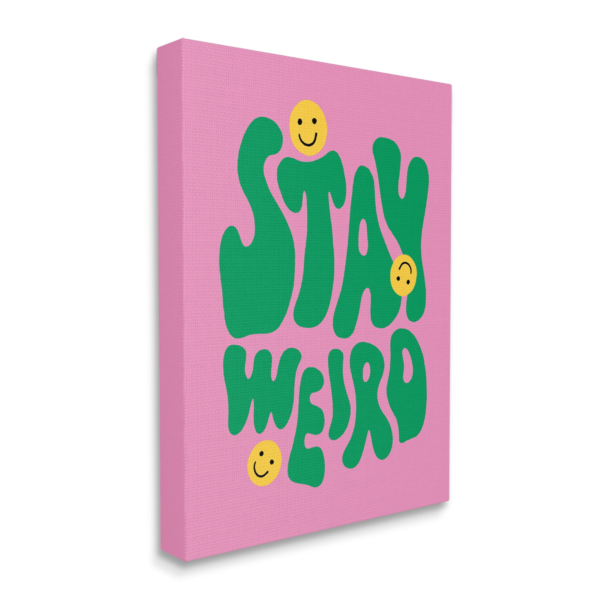 Stupell Industries Stay Weird Retro Smilies Typography Painting Gallery Wrapped Canvas Art Print Wall Art, 36 x 48