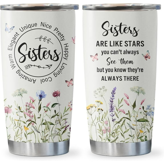 Sister Gifts from Sisters Tumbler 20oz, Sister Birthday Gift Ideas, Sisters Gifts, Best/Funny Big Sister Gifts for Sister Cup, Soul Sister Gift Coffee Mug, Christmas Birthday Gifts for Sister