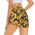 thumbnail image 4 of Picia Vintage Black Plaid Sunflower Pattern Women's 2 in 1 Athletic Running Shorts High Waisted Workout Casual Gym Sweat Shorts with Comfy Liner Zipper Pockets-Large, 4 of 9