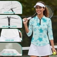 thumbnail image 6 of Uorisanigo Sea Turtle Women's Golf Shirt Soft Polyester Spandex Fabric Women's 3/4 Sleeve Athletic Golf Shirts Comfortable Zip Up Collar Tennis Tops Fashionable Outing Wear Size 2XL, 6 of 7