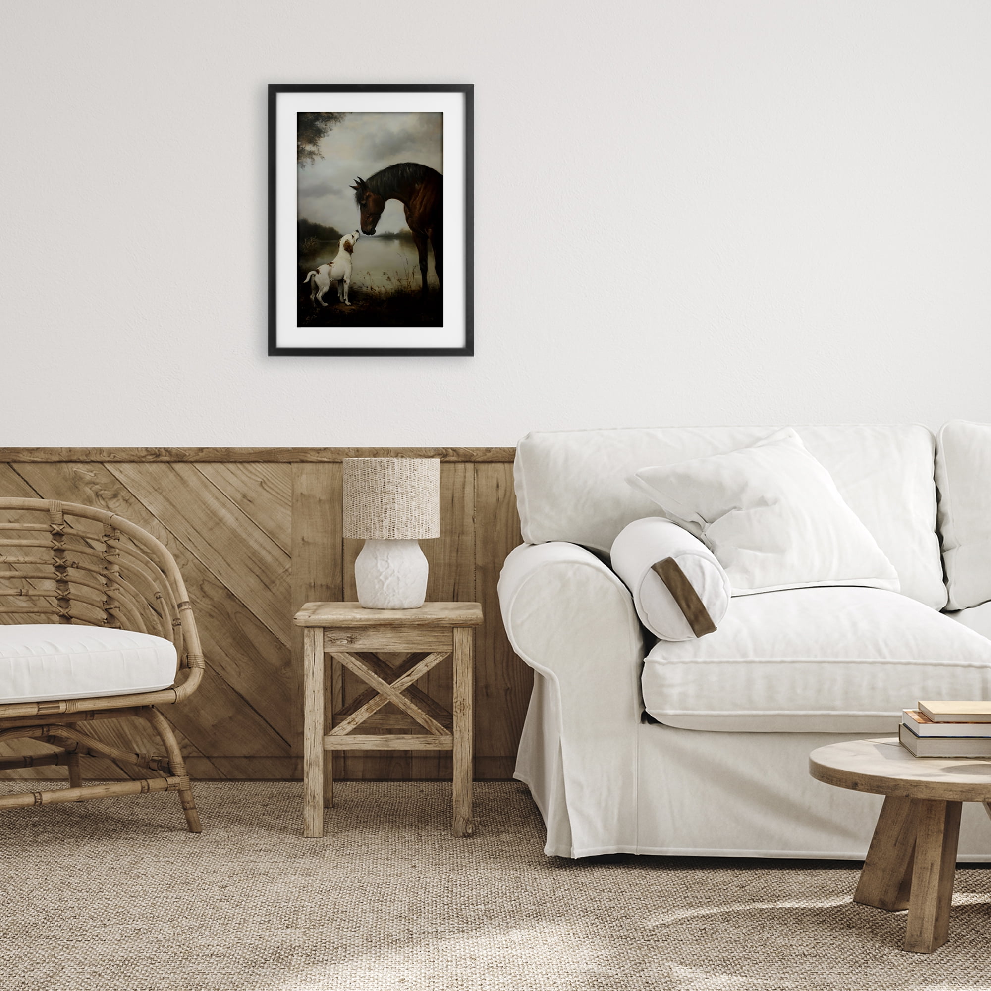 Stupell Industries Hound & Horse Companions Black Framed Print Under Glass, design by Petal Prints Design