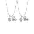 thumbnail image 1 of Delight Jewelry Silvertone Survivor with Pink Ribbon on White Spinners Mother & Daughter Heart Necklaces (Set of 2), 19"+2", 1 of 4