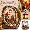 thumbnail image 6 of Snowy Birch Arch Christmas Desktop Ornament Red Cardinal Bird Statue with Lighted Lantern Pine Cone Berry Home Accent, 6 of 8