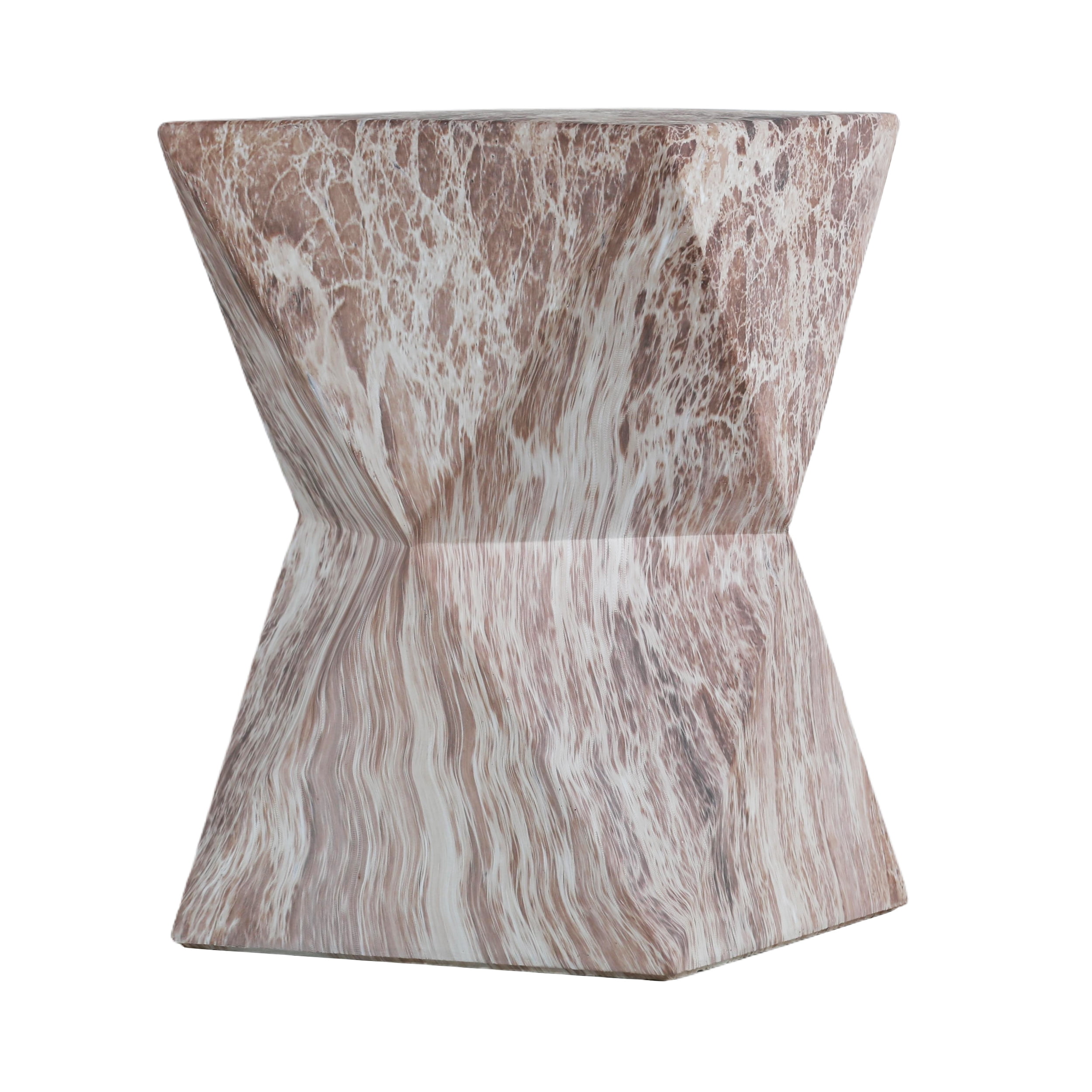 Cement Side Table, Faux Terrazzo Modern Round Accent End Table for Patio Garden Outdoor Home Decor, Marble