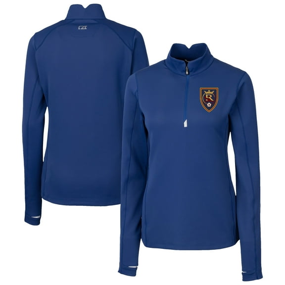 Women's Cutter & Buck Blue Real Salt Lake Traverse Stretch Eco Quarter-Zip Top