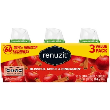 Renuzit Adjustable Solid Gel Air Freshener Cones, Apple & Cinnamon, Nonstop Freshness, 7 Ounces, 3 Cones