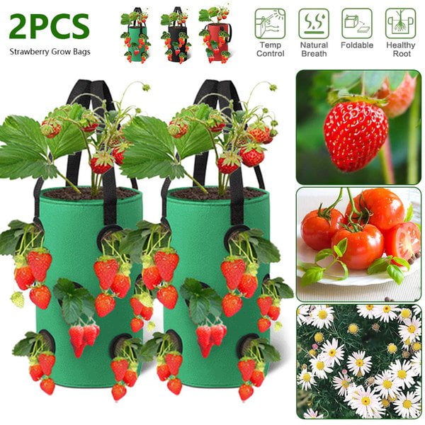 Strong Fabric Hanging Planter Grow Bag Plant Pouch Tomato Strawberry Flower Herb 