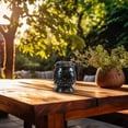 thumbnail image 2 of LumaBase Solar Powered Ceramic Lantern - Black with White Lights, 2 of 7