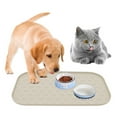 thumbnail image 4 of Pet Feeding Food Mat with Raised Edge, Rectangular Silicone Anti-Slip Waterproof Pet Bowl Mat Placemat for Dog and Cat (Khaki), 4 of 6
