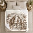 thumbnail image 5 of Two Horses at Desert Corral with Cactus and Mesas, Rustic Western Line Art for Horse Lovers, Father's Day Gift, Cozy Flannel Blanket for Ranch House and Cabin, Rustic Home Decor, 5 of 9