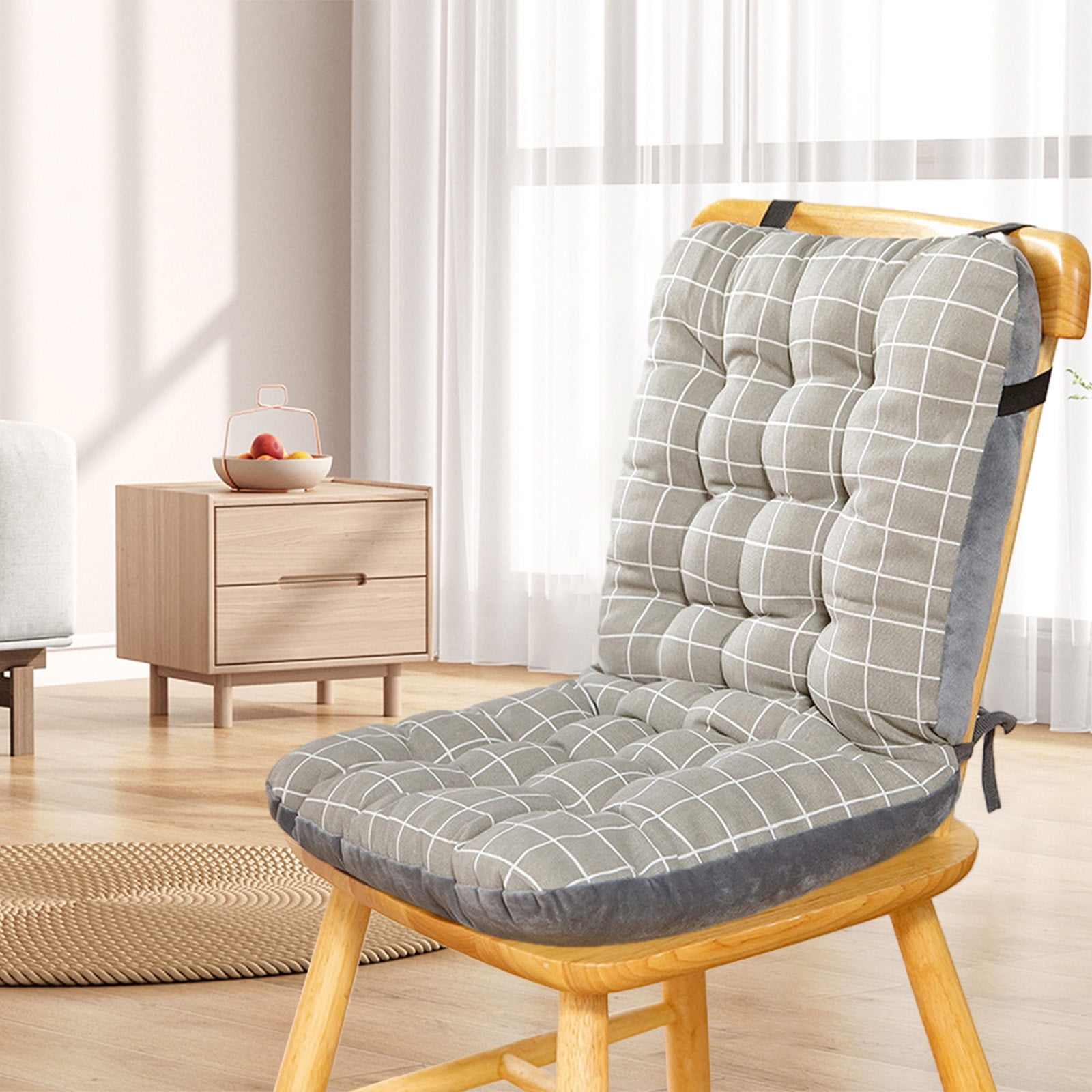 Sahpxhe Rocking Seat Cushion with Ties, Soft High Back Chair Cushion for Patio Furniture,Office 17.55X22.23X13.65 Inch Gray