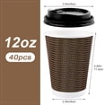thumbnail image 2 of 12 Oz Disposable Coffee Cups,40 Pack Disposable Ripple Wall Paper Cup with Lids, 2 of 7