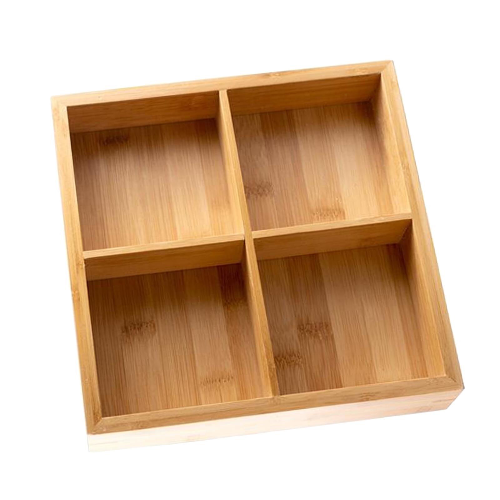 Wooden Snack Serving Tray Divided Condiment Appetizer, Lightweight