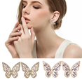 thumbnail image 3 of Women Ear Studs Fashion Rhinestone Butterfly Stud Earrings Pierced Earrings, 3 of 10