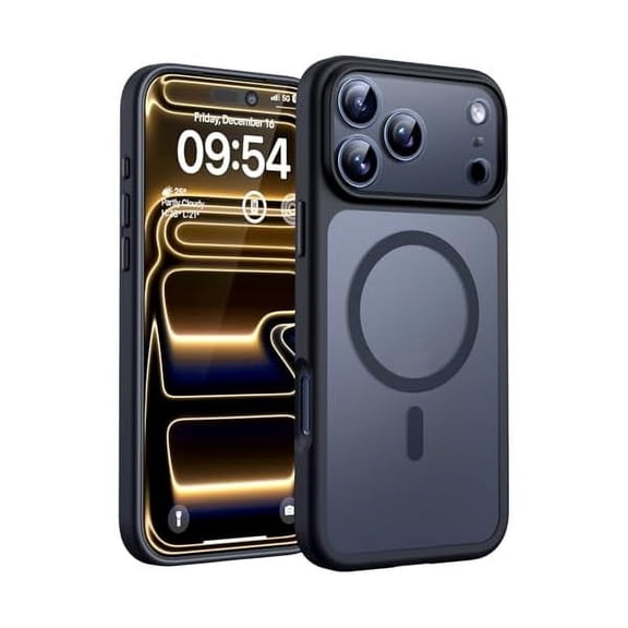 1997 for iPhone 17 Pro Case, Full Camera Protection, Built-in Magnetic Ring, Compatible with Magsafe Charger, Drop Protection, Translucent Matte Phone Case for iPhone 17 Pro 6.3 inch (Black)