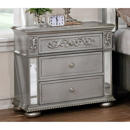 Best Quality Furniture Classic 3 Drawer Night Stand w/mirror