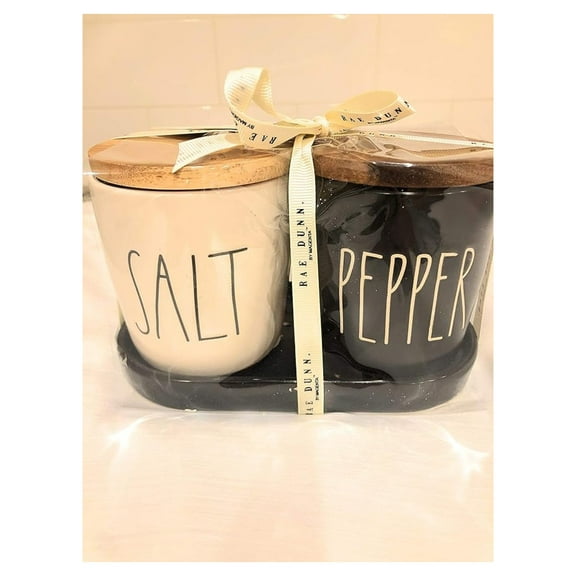 Rae Dunn Salt & Pepper Shakers Cellar Set - Ceramic, 3.5" Tall - Rare Collectible Kitchen & Dining Décor