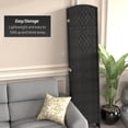 thumbnail image 5 of 7 ft. Tall Rattan Fiber Diamond Weave Privacy Screen Room Divider - Black - 6 Panels, 5 of 6