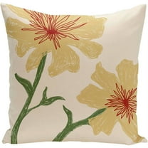 E by Design Simply Daisy 16” x 16” Yellow/Ivory Polyester Decorative Pillow