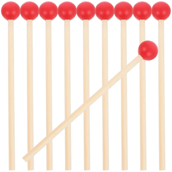 Sold 12pcs Wooden Drumsticks Durable Mallet Percussion Accessory with Wood Handle Instrument Supply for Kids Children Toddler (Red)