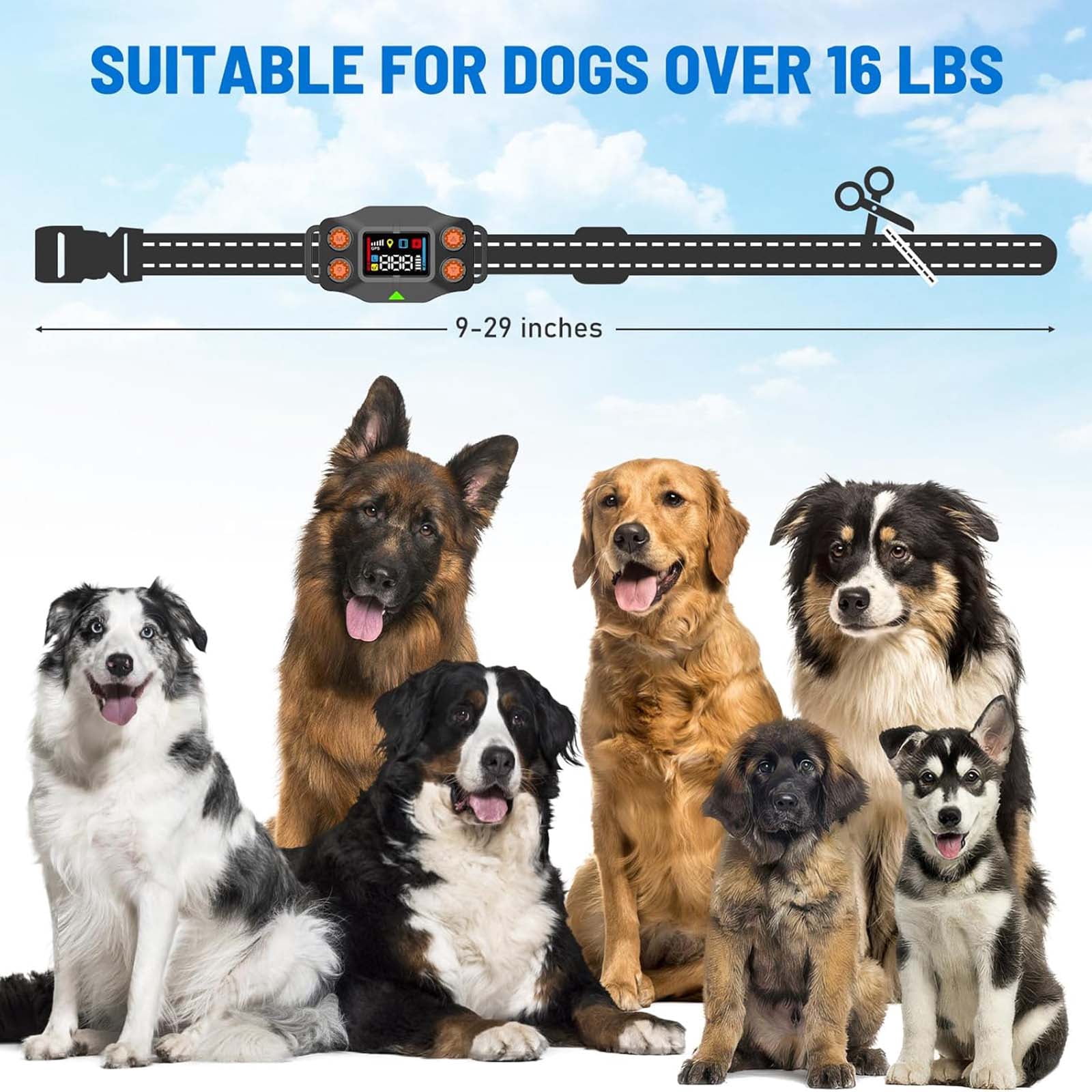CICPAP GPS Wireless Dog Fence – Electric Dog Fence Collar with 3 Warning Modes, Up to 3000ft Range, IPX7 Waterproof Collar, Pet Containment System for Outdoor Use, Fits Dogs 15–110 lbs
