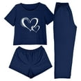 thumbnail image 1 of COM1950s Ensembles de Pyjama pour Femmes, 3 Pcs Pyjamas pour Femmes, Ensemble Haut à Manches Courtes et Shorts, Tenue Décontractée pour la Maison, Pantalons pour Femmes, Pantalons de Pyjama pour Femmes, Pyjamas Grande Taille pour Femmes, Hauts Décontractés pour Femmes, 1 of 8