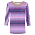 thumbnail image 3 of Purple Women's Short Sleeve T-shirt, Tops For Womens Casual Summer Tops Three Quarter Sleeve Round Neck Tee T Shirt Printed Loose Side Split Tunic Blouse,Women's Short sleeve T-shirt S, 3 of 6