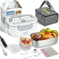thumbnail image 1 of Electric Lunch Box 60W Food Heater Warmer, Eocolz 2 in 1 Portable Lunch Box for Car Truck Home Work Leak Proof with 1.5L Removable 304 Stainless Steel Container & Spoon 2 Compartments 110V 12V 24V, 1 of 7