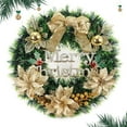 thumbnail image 2 of Hvmvliv 19.69in Large Flower Christmas Wreath for Front Door Artificial Xmas Wreath with Bow Wall Hanging Wreath Outdoor Christmas Decoration Gold, 2 of 5