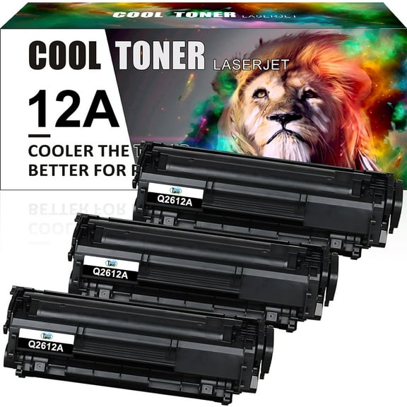 Ink realm Compatible for HP 12A Toner Cartridges 12A Q2612A HP Laserjet 1020 1012 1022 1010 1018 1022n 3050 3015 3055 3030 3052 M1005MFP M1319F Printer Ink Black, 3-Pack