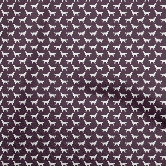 oneOone Cotton Poplin Dark Magenta Fabric Floral & Puppies Quilting Supplies Print Sewing Fabric By The Yard 56 Inch Wide
