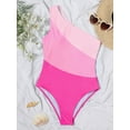 thumbnail image 7 of Hotian Women's One Piece Swimsuit Color Block One Shoulder Cut Out Bathing Suit Sexy Beach Swimwear Beachwear Hot Pink M, 7 of 7