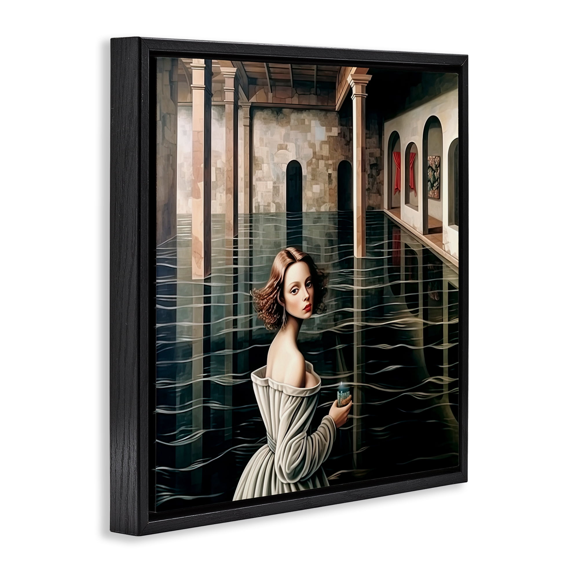 Portal Of Reflections Black Framed Floater Canvas Wall Art, design by Sasha