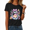 thumbnail image 2 of NOLDARES Halloween Shirts for Women Cute Ghost Shirt Graphic Tee Spooky Season Fall T Shirt Short Sleeve Tops(Black,L), 2 of 7