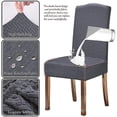thumbnail image 3 of JM Funda para silla de comedor retráctil, lavable, impermeable, para silla de comedor (azul marino) JM JM, 3 of 5