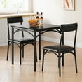 thumbnail image 4 of EastVita 3 Piece Square Dining Table Set,2 Upholstered Chairs,Kitchen Table Set for Small Space Apartment,Black, 4 of 6