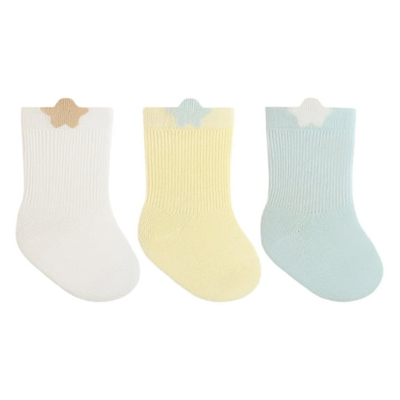 THDHVS Toddler Socks,Kids Mid Crew Socks with Heart Pattern Seamless Toe and Non Binding Loose Cuff Comfortable Socks for Sensitive Feet and Daily Play Yellow L