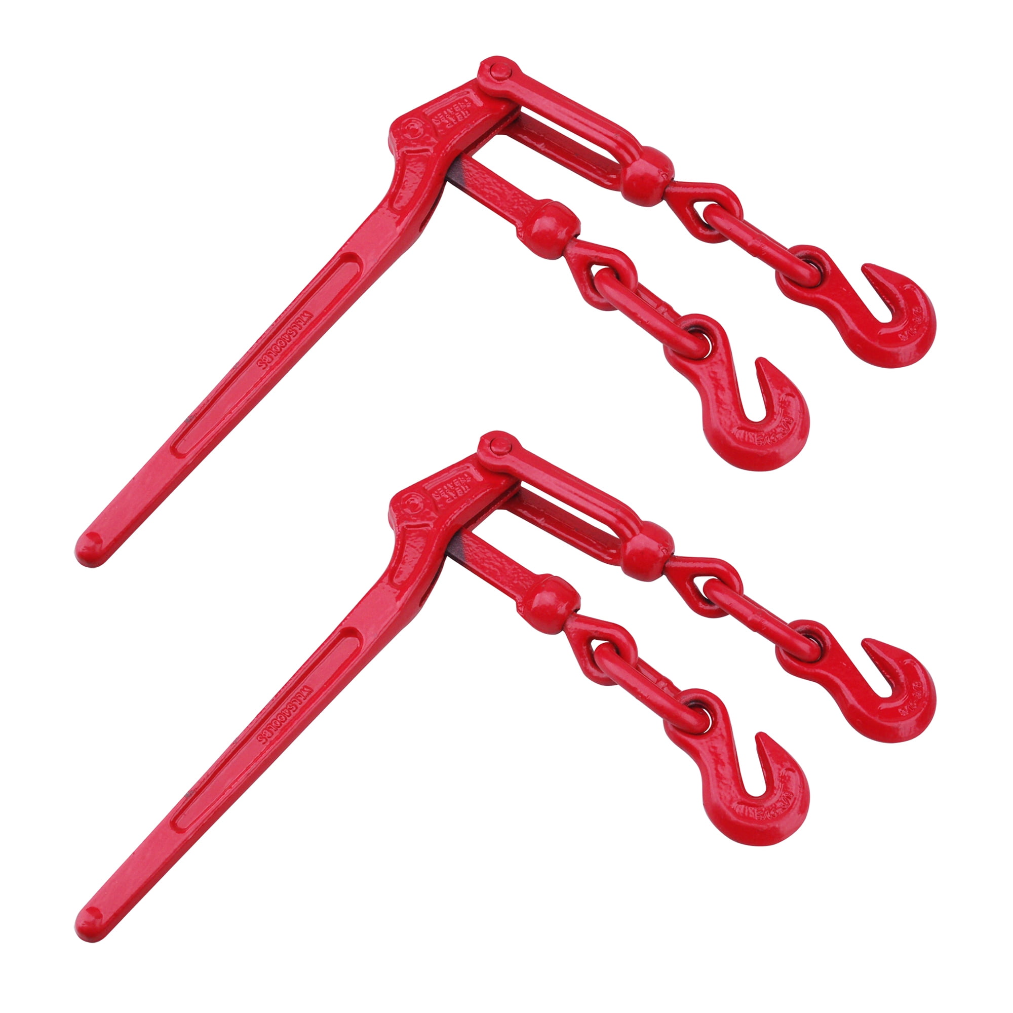 3/8" Chain Hook Tie Down 5/16" 2 Pack 5,400Lb Load Binders Ratcheting Levers 
