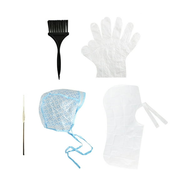 LOLIPPYY 5-Piece Home Hair Dye Set with Crochet Gloves, Shawl, Brush, and Highlights Cap for Easy Coloring