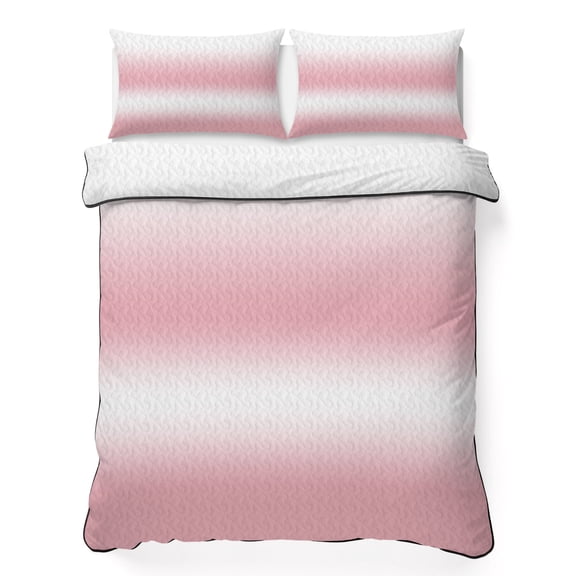 Quilts Twin Size Bedding Set, Pink Ombre Lightweight Quilted Comforter, Modern Gradient Abstract Aesthetics Art Soft Reversible Bedspread Coverlet with Pillow Covers for All Season, 68" x 86"