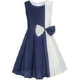 thumbnail image 1 of Girls Dress Color Block Contrast Bow Tie Everyday Party 8 Years, 1 of 5