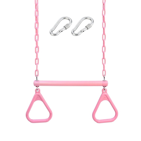 18" Pink Trapeze Swing Bar Rings 48" Heavy Duty Plastic Coated Chains Swing Set Accessories Playgrou multicolor