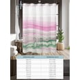 thumbnail image 6 of No Hook Cloth Fabric Shower Curtain with Snap in Liner, Pink Green Ombre Waterproof Shower Curtains Set with See Through Top Window, Abstract Modern Art Fluid Striped Bath Curtains Shower 54"x78", 6 of 6
