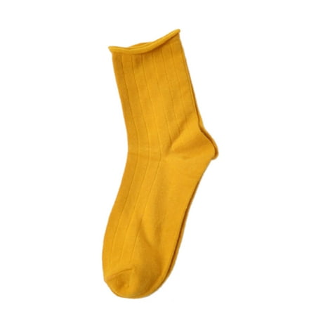 

Jygee 5 Pairs Women Girl Cotton Solid Color Loose Roll Up Casual Socks Middle Tube Socks