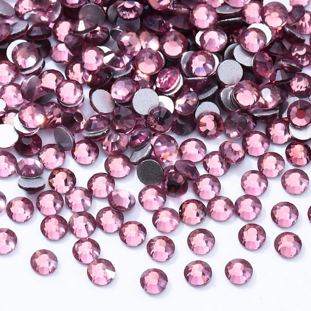 Diamantes de imitación Meibite de amatista claro con parte trasera plana, diamantes de imitación de vidrio para decoración de uñas y manualidades, fijación con pegamento, piedras preciosas sueltas (am